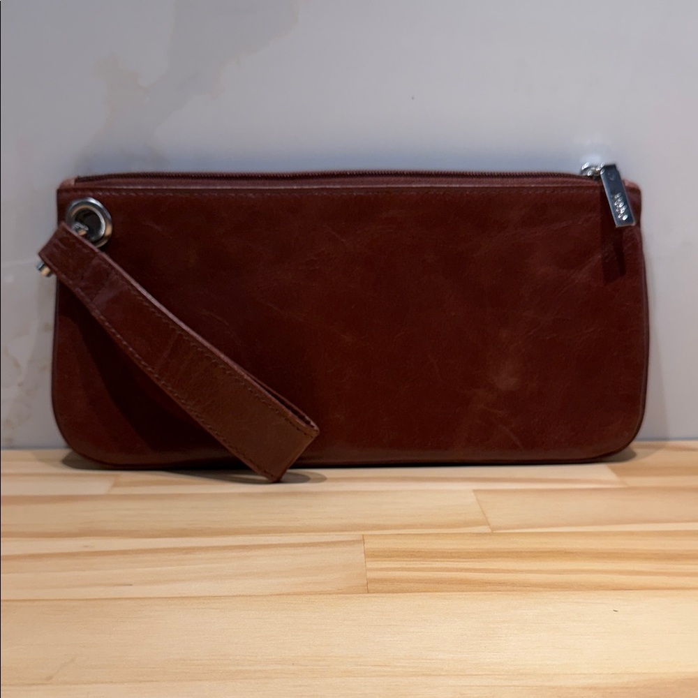 HOBO Rich Brown Leather Wristlet